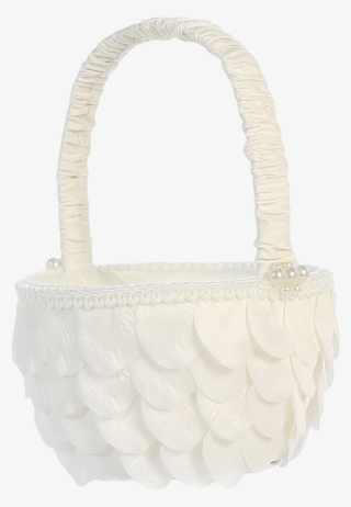 White Flower Girl Basket Covered With Flower Petals - Hobo Bag #9028387