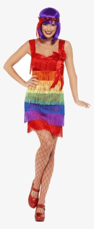 Adult Rainbow Flapper Costume - Charleston Stil #9029563