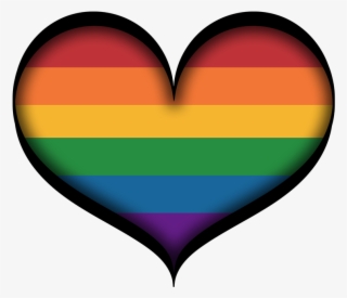 Large Gay Pride Heart In Lgbt Rainbow Colors With Black - Love My Lesbian Girlfriend #9029880