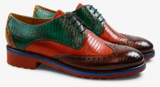 Derby Shoes Amelie 3 Guana Wood Orange Green Yellow - Leather #9034371