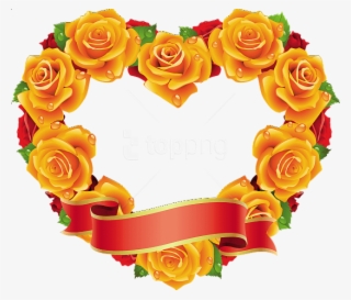 Free Png Yellow And Red Roses Heart Transparent Frame - Yellow Roses Heart Shape #9038539