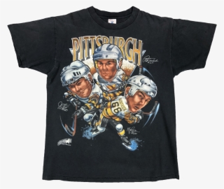 Vintage 90s Pittsburgh Penguins Caricature Tee - Active Shirt #9041235