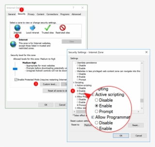 Select "ok\ - Internet Options Security #9045438