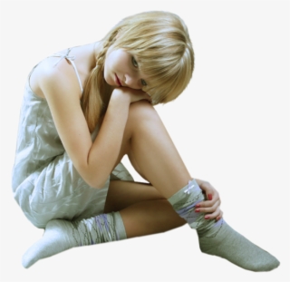 Girl Thinking - Sitting Sad Girl Png #9047115