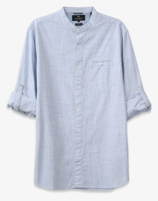 Collarless Crosshatch Shirt Collarless Crosshatch Shirt - Blouse #9048302