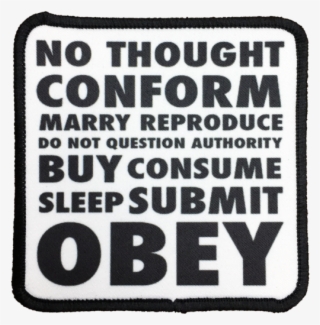 They Live Obey Iron-on Patch - Black-and-white #9049719