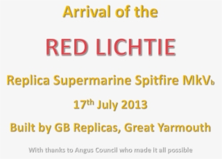 Arrival Of The Red Lichtiereplica Supermarine Spitfire - Carmine #9053504