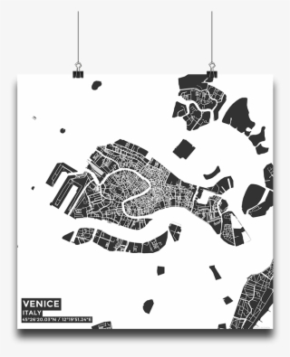 Premium Map Poster Of Venice Italy - Venice Map Black And White #9054200