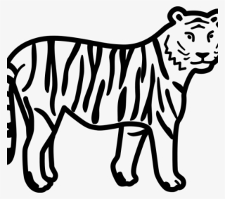 Tiger Print Clipart Coloring Page - Drawing Of A Simple Tiger #9055008