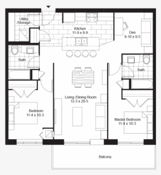 2 Bedrooms Den Bedrooms - Floor Plan #9056626