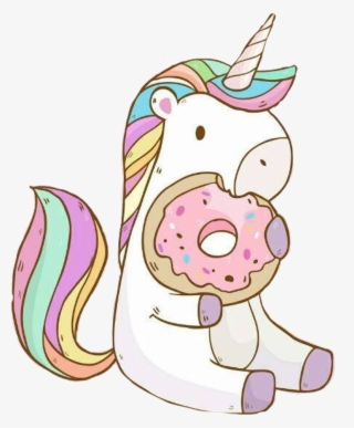 Unicornio Sticker - Kawaii Unicorn With Donut #9060034