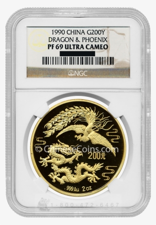1990 2 Oz Gold Dragon & Phoenix 200 Yuan Coin Ngc Pf69 - Silver #9060482