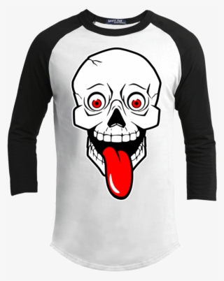 Red Tongue Skull 3/4 Long Sleeve T-shirt - Shirt #9065285