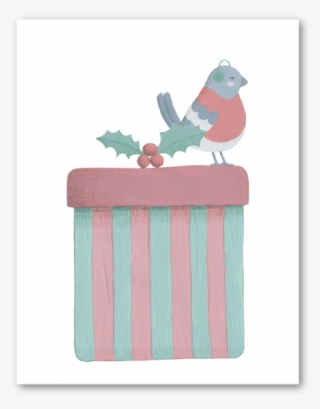 Bird & Gift Holiday Greeting Card - Cartoon #9065289