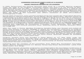 Congress Socialist Party At A Glance 1 Of 173 Congress - Document #9066003