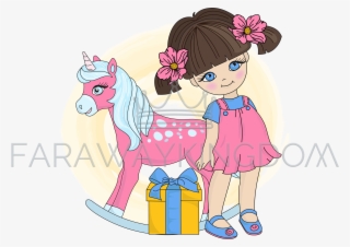 Unicorn Girl Valentine Day Cartoon Vector Illustration #9066800