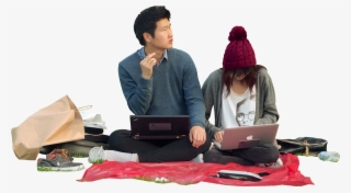 Couple With Laptops Architextures - People Having A Picnic Png #9069458