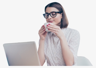 Woman Using Computer Laptop Enjoy Coffee - Girl #9070633