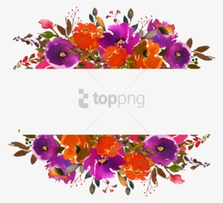 Free Png Watercolor Flowers Frame Orange Png Image - Flower Frame Png Hd #9073692