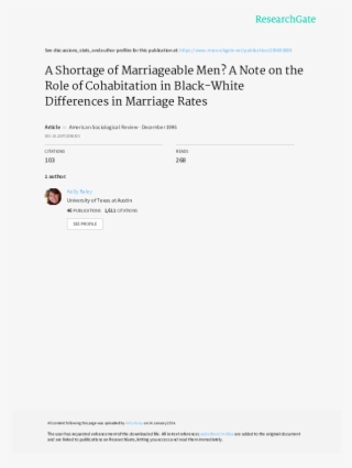 A Shortage Of Marriageable Men A Note On The Role Of - Environment And Services #9075794