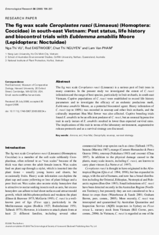 The Fig Wax Scale Ceroplastes Rusci (homoptera - Document #9082989