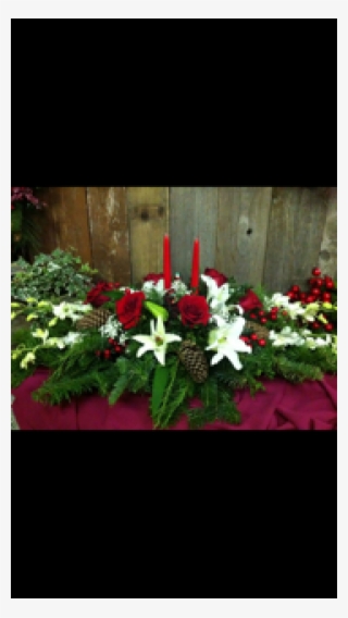 Christmas Centerpiece With Flowers & Candles #9092430