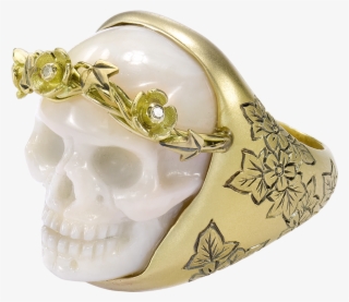 Coral Ivy & Blossom Skull Ring ~ By Theo Fennell - Skull #9093663