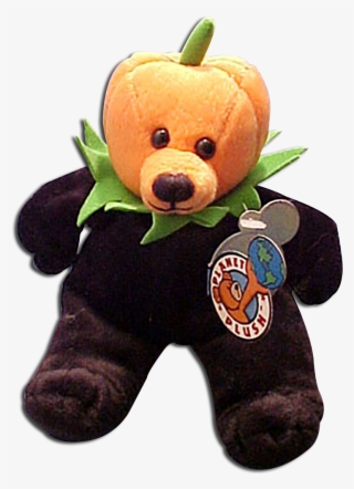 Planet Plush Jacko Bear With Black Body And Orange - Pumpkin Head Bear #9096540