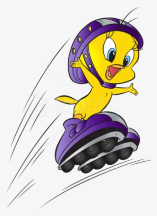Free Png Download Tweety With Roller Skates Clipart - Patines En Linea Animados #9098086