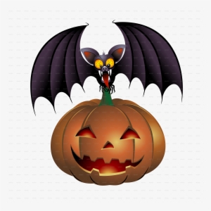 Jackolantern - Pumpkin With Bats Cartoon #911413