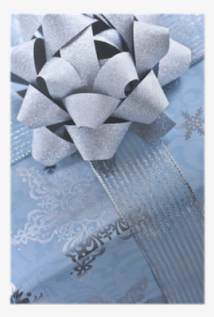 Christmas Gift Box Wrapped In Blue Paper With Silver - Facebook #911731