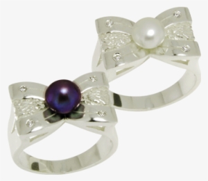 Silver Ribbon Ring With Pearl - Silver #911958