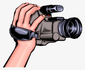 Vector Illustration Of Hand Holding Video Camcorder - Hand Holding Video Camera #913059