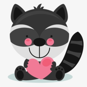 Cute Valentine Raccoon Scrapbook Cuts Svg Cutting Files - Cute Valentine Clipart #913477