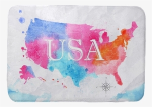 Watercolor Map United States Pink Blue Bath Mat • Pixers® - You Re A Puppet No You Re #915356