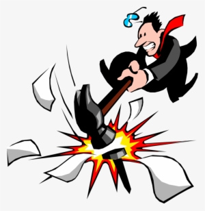 Vector Illustration Of Businessman Hitting The Nail - Clip Art #916778