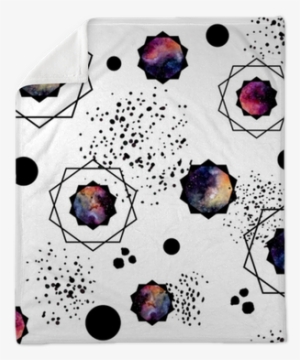 Seamless Pattern Of Watercolor Black Dots And Galaxy - Watercolor Painting #916948