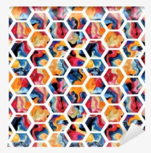 Watercolor Hexagon Seamless Pattern Wall Mural • Pixers® - Watercolor Painting #917504