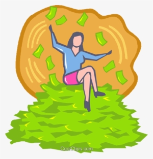 Woman Sitting On A Pile Of Money Royalty Free Vector - Vector Graphics #918704