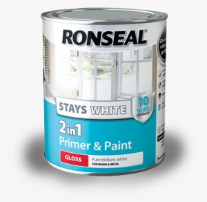 Stays White 2in1 Primer 750 2015 - Ronseal Stays White 2 In 1 Trim Paint Gloss 750ml #919331