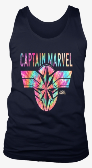 Captain Marvel Logo Banner Tie Dye Colors Graphic T-shirt - T-shirt #9102471