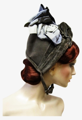 Civil War Era Ladies Felt And Velvet Bonnet Hat - Costume Hat #9105728