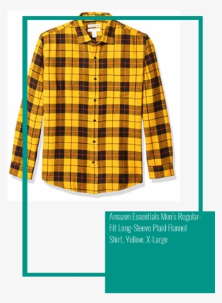 Amazon Essentials Men's Regular Fit Long Sleeve Plaid - Men's Yellow Black Flannel Shirt #9107569