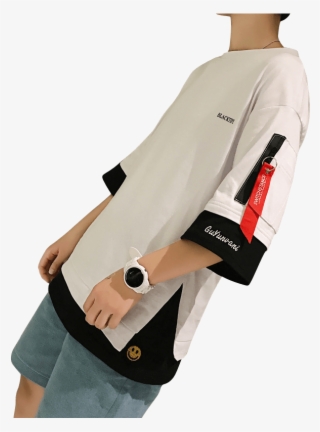 Hip Hop Short Sleeved T Shirt Men's Trend 5 Points - T-shirt #9109823