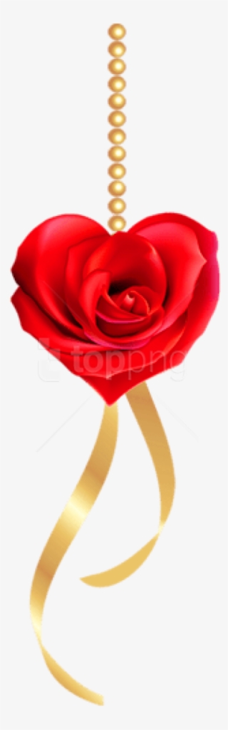 Free Png Rose Heart With Pearls And Gold Bow Png Images - Roses And Pearls Png #9111076