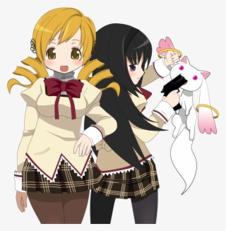 Akemi Homura, Kyubey, And Tomoe Mami Drawn By - Cartoon #9113860