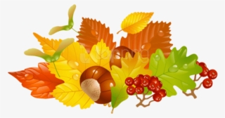 Free Png Download Transparent Fall Leaves And Chestnuts - Fall Leaves Wreath Clipart #9115541