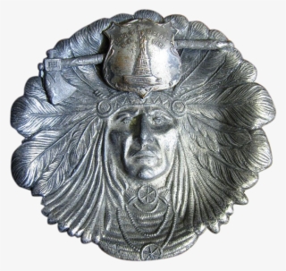 Early 1900's Indian Head Bronze Coated Spelter Souvenir - Emblem #9116524