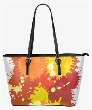 Summer Orange Yellow Splash Painting Leather Tote Bag/large - Tote Bag #9117619
