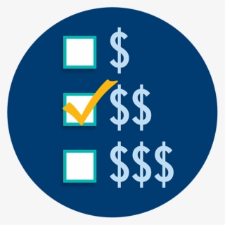 Dollar Signs Signifying Expense Level With A Check - Emblem #9119570